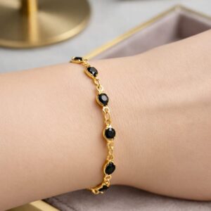 Demi-Fine Gold & Jet Black Crystal Bracelet