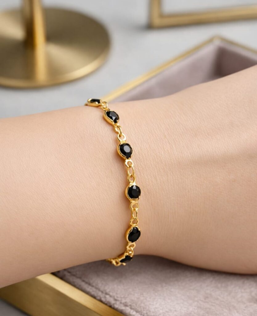 Demi-Fine Gold & Jet Black Crystal Bracelet