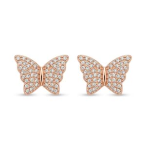 Rose Gold Peach Blossom Halo Stud Earrings