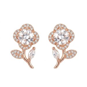 Elegant Sparkling Flower Stud Earrings