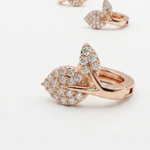 ​Leaf-Inspired Rose Gold Diamond Huggie Earrings