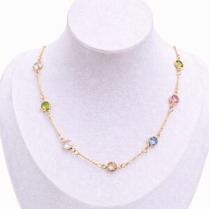 Vibrant Multicolor Crystal Demi-Fine Gold-Plated Necklace