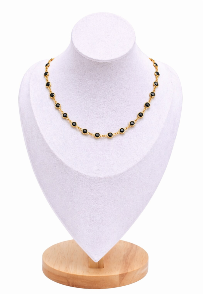 Demi-Fine Gold-Tone Necklace with Jet Black Accents