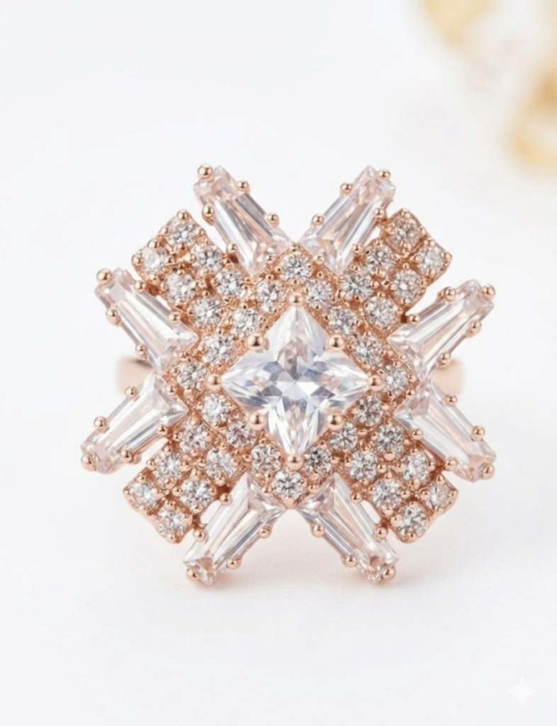 Aria Geometric Snowflake Adjustable Ring