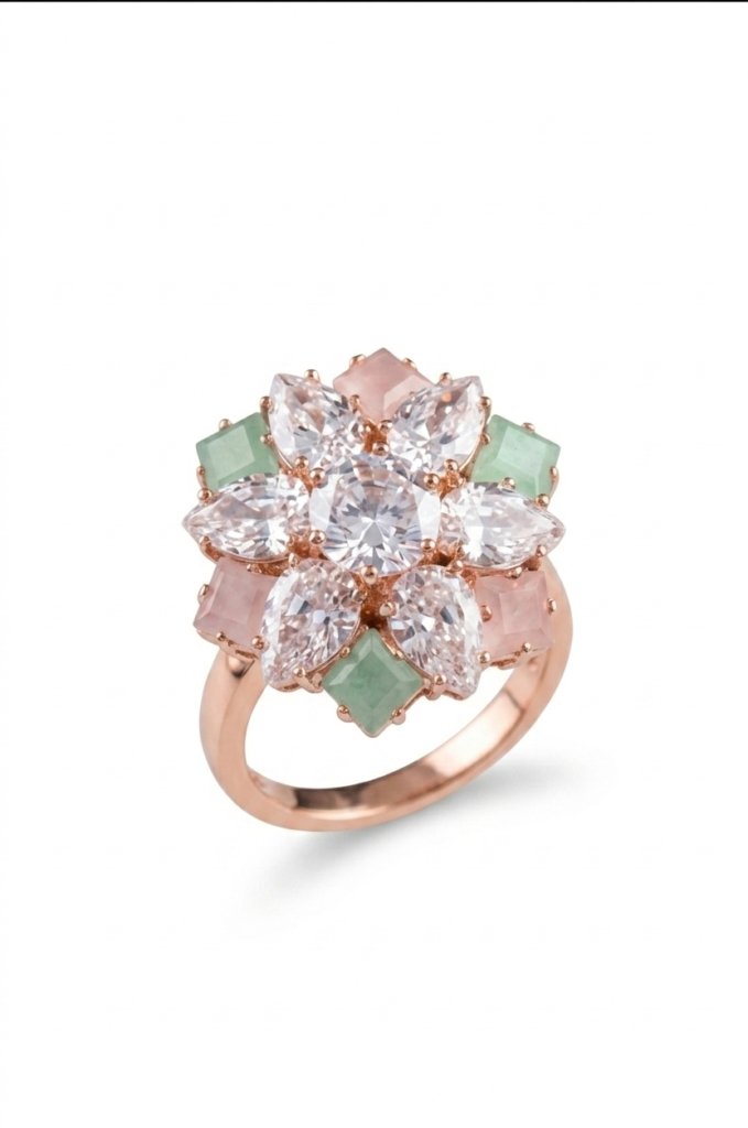 Imperial Geometric Blossom Cocktail Ring