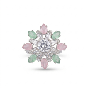 Victoria Oval Crown Halo Adjustable Silver Ring