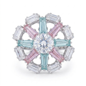 Square & Heart Open Cuff Adjustable Ring