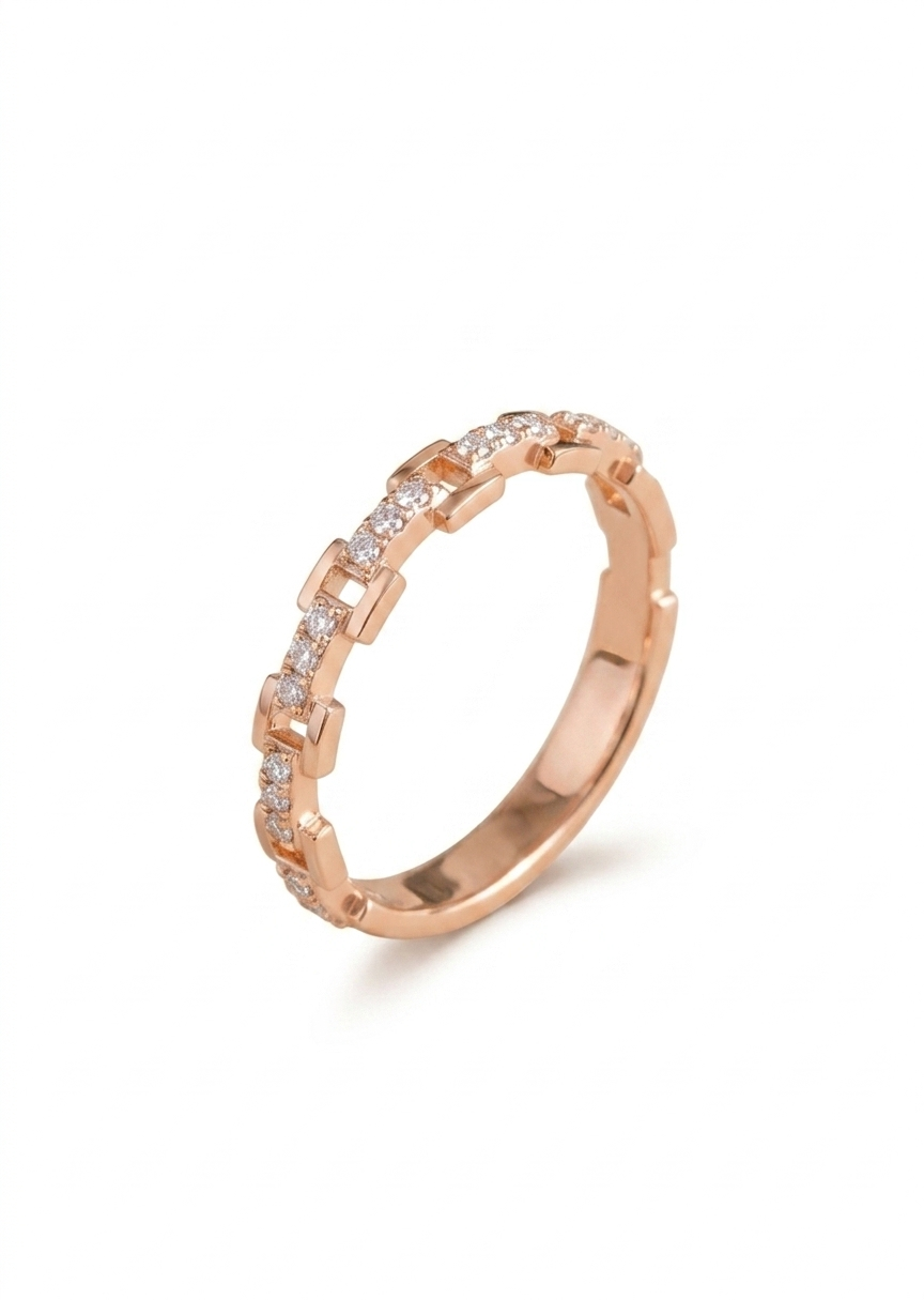 Everlasting Interlocking Chain-Link Rose Gold Ring