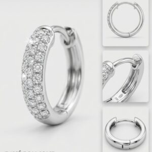 ​Luxurious Triple Row Pavé Set Cubic Zirconia Huggie Earrings in S925 Silver