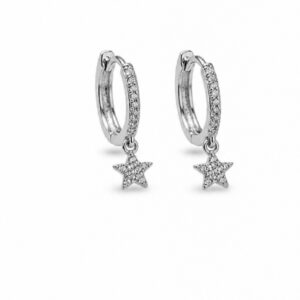 ​Sparkling Celestial Star Dangle Huggie Earrings in S925 Sterling Silver