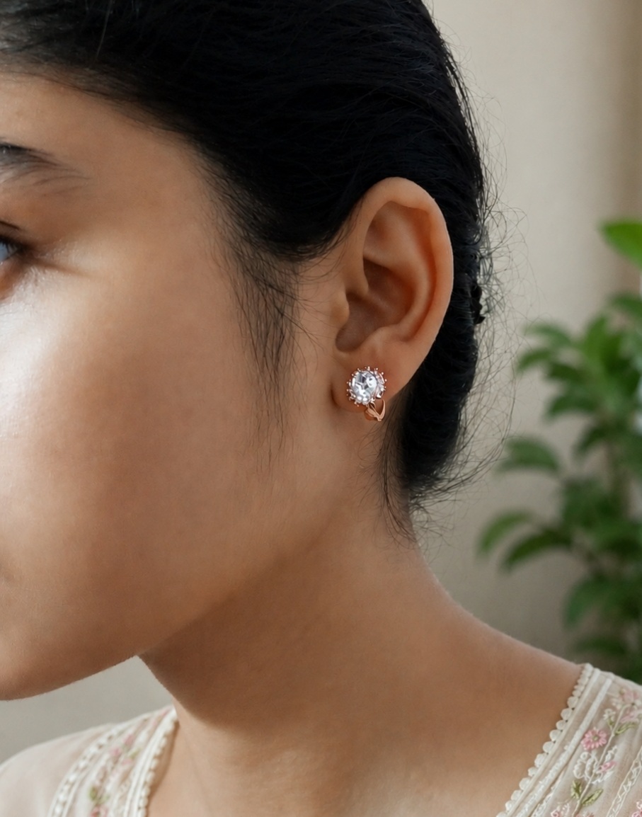 Sparkling Royal Floral Halo Drop Hoops - Image 2