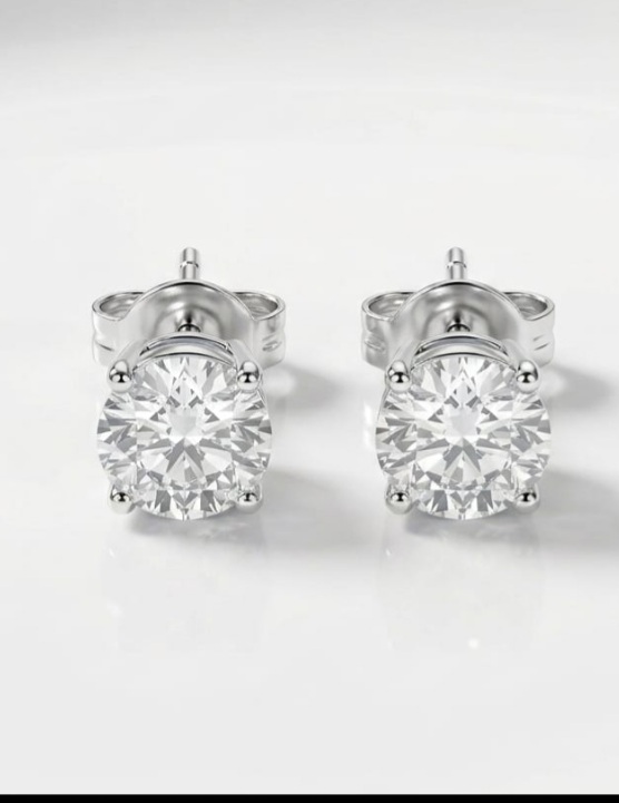 Classic Round Brilliant Solitaire Stud Earrings