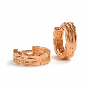 Minimalist Liquid Ripple Rose Gold Hoop Earrings