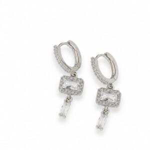 Vintage Baguette Crystal Drop Hoop Earrings