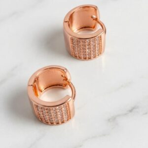 Wide Band Micro-Pave CZ Huggie Hoop Earrings