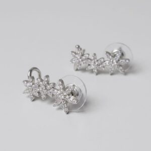 Sparkling Silver Floral Trio Ear Climbers