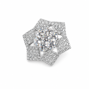 Emerald-Cut Imperial Halo Adjustable Silver Ring